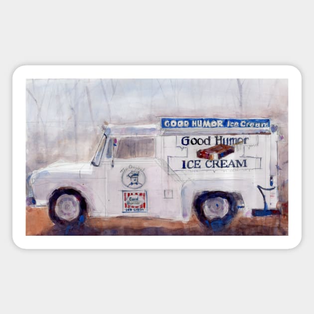 Ice Cream Truck Vintage Sticker by dfrdesign